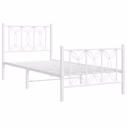 vidaXL Metal Bed Frame with Headboard Home Bed Base Bedstead - white, 75 x 190 cm/ with headboard & footboard - Additional view 2