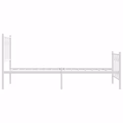vidaXL Metal Bed Frame with Headboard Home Bed Base Bedstead - white, 80 x 200 cm/ with headboard & footboard - Additional view 4
