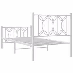vidaXL Metal Bed Frame with Headboard Home Bed Base Bedstead - white, 80 x 200 cm/ with headboard & footboard - Additional view 5
