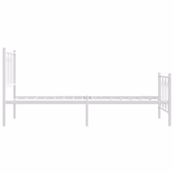vidaXL Metal Bed Frame with Headboard Home Bed Base Bedstead - white, 90 x 190 cm/ with headboard & footboard - Additional view 4