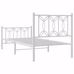 vidaXL Metal Bed Frame with Headboard Home Bed Base Bedstead - white, 90 x 190 cm/ with headboard & footboard - Additional view 5