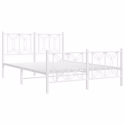 vidaXL Metal Bed Frame with Headboard Home Bed Base Bedstead - white, 135 x 190 cm/ with headboard & footboard - Additional view 2
