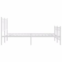 vidaXL Metal Bed Frame with Headboard Home Bed Base Bedstead - white, 135 x 190 cm/ with headboard & footboard - Additional view 4