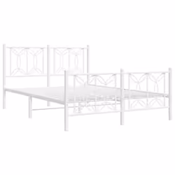 vidaXL Metal Bed Frame with Headboard Home Bed Base Bedstead - white, 140 x 200 cm/ with headboard & footboard - Additional view 2