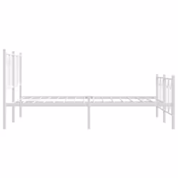 vidaXL Metal Bed Frame with Headboard Home Bed Base Bedstead - white, 140 x 200 cm/ with headboard & footboard - Additional view 4