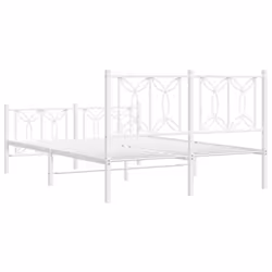 vidaXL Metal Bed Frame with Headboard Home Bed Base Bedstead - white, 140 x 200 cm/ with headboard & footboard - Additional view 5