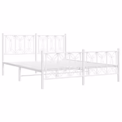 vidaXL Metal Bed Frame with Headboard Home Bed Base Bedstead - white, 150 x 200 cm/ with headboard & footboard - Additional view 2