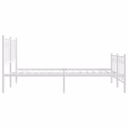 vidaXL Metal Bed Frame with Headboard Home Bed Base Bedstead - white, 150 x 200 cm/ with headboard & footboard - Additional view 4