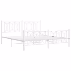 vidaXL Metal Bed Frame with Headboard Home Bed Base Bedstead - white, 180 x 200 cm/ with headboard & footboard - Additional view 2