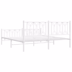 vidaXL Metal Bed Frame with Headboard Home Bed Base Bedstead - white, 180 x 200 cm/ with headboard & footboard - Additional view 5