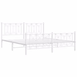 vidaXL Metal Bed Frame with Headboard Home Bed Base Bedstead - white, 183 x 213 cm/ with headboard & footboard - Additional view 2