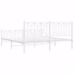 vidaXL Metal Bed Frame with Headboard Home Bed Base Bedstead - white, 183 x 213 cm/ with headboard & footboard - Additional view 5