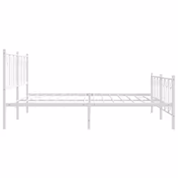 vidaXL Metal Bed Frame with Headboard Home Bed Base Bedstead - white, 200 x 200 cm/ with headboard & footboard - Additional view 4