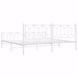 vidaXL Metal Bed Frame with Headboard Home Bed Base Bedstead - white, 200 x 200 cm/ with headboard & footboard - Additional view 5