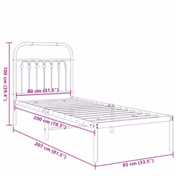 vidaXL Metal Bed Frame with Headboard and Footboard Bed Base White 183x203 cm - black, 80 x 200 cm/ with headboard - Additional view 3