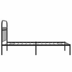 vidaXL Metal Bed Frame with Headboard and Footboard Bed Base White 183x203 cm - black, 90 x 190 cm/ with headboard - Additional view 4