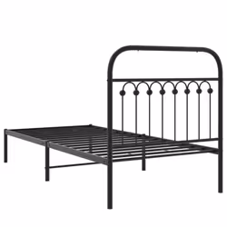 vidaXL Metal Bed Frame with Headboard and Footboard Bed Base White 183x203 cm - black, 90 x 190 cm/ with headboard - Additional view 5
