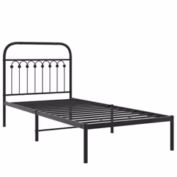 vidaXL Metal Bed Frame with Headboard and Footboard Bed Base White 183x203 cm - black, 90 x 200 cm/ with headboard - Additional view 2