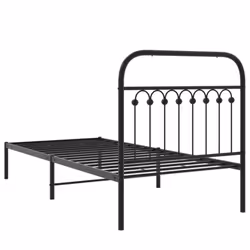 vidaXL Metal Bed Frame with Headboard and Footboard Bed Base White 183x203 cm - black, 90 x 200 cm/ with headboard - Additional view 5