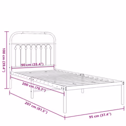 vidaXL Metal Bed Frame with Headboard and Footboard Bed Base White 183x203 cm - black, 90 x 200 cm/ with headboard - Additional view 7
