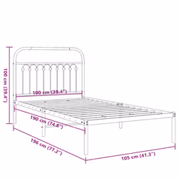 vidaXL Metal Bed Frame with Headboard and Footboard Bed Base White 183x203 cm - black, 100 x 190 cm/ with headboard - Additional view 3