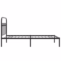 vidaXL Metal Bed Frame with Headboard and Footboard Bed Base White 183x203 cm - black, 100 x 190 cm/ with headboard - Additional view 4