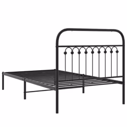 vidaXL Metal Bed Frame with Headboard and Footboard Bed Base White 183x203 cm - black, 100 x 190 cm/ with headboard - Additional view 5