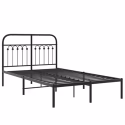 vidaXL Metal Bed Frame with Headboard and Footboard Bed Base White 183x203 cm - black, 120 x 190 cm/ with headboard - Additional view 2