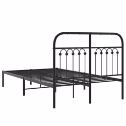 vidaXL Metal Bed Frame with Headboard and Footboard Bed Base White 183x203 cm - black, 120 x 190 cm/ with headboard - Additional view 5