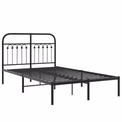 vidaXL Metal Bed Frame with Headboard and Footboard Bed Base White 183x203 cm - black, 120 x 200 cm/ with headboard - Additional view 2