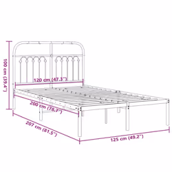 vidaXL Metal Bed Frame with Headboard and Footboard Bed Base White 183x203 cm - black, 120 x 200 cm/ with headboard - Additional view 3