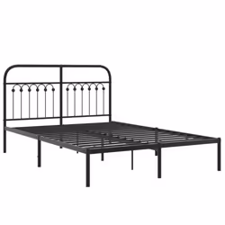 vidaXL Metal Bed Frame with Headboard and Footboard Bed Base White 183x203 cm - black, 135 x 190 cm/ with headboard - Additional view 2