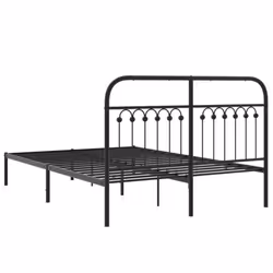 vidaXL Metal Bed Frame with Headboard and Footboard Bed Base White 183x203 cm - black, 135 x 190 cm/ with headboard - Additional view 5