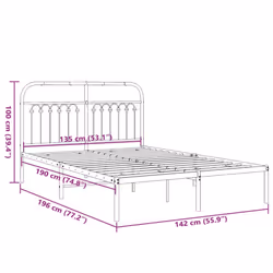 vidaXL Metal Bed Frame with Headboard and Footboard Bed Base White 183x203 cm - black, 135 x 190 cm/ with headboard - Additional view 7