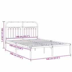 vidaXL Metal Bed Frame with Headboard and Footboard Bed Base White 183x203 cm - black, 140 x 190 cm/ with headboard - Additional view 7