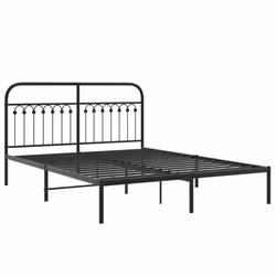 vidaXL Metal Bed Frame with Headboard and Footboard Bed Base White 183x203 cm - black, 150 x 200 cm/ with headboard - Additional view 2