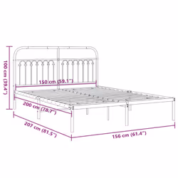 vidaXL Metal Bed Frame with Headboard and Footboard Bed Base White 183x203 cm - black, 150 x 200 cm/ with headboard - Additional view 3