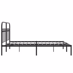 vidaXL Metal Bed Frame with Headboard and Footboard Bed Base White 183x203 cm - black, 150 x 200 cm/ with headboard - Additional view 4