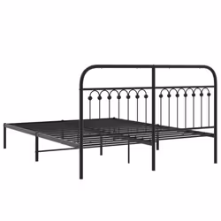 vidaXL Metal Bed Frame with Headboard and Footboard Bed Base White 183x203 cm - black, 150 x 200 cm/ with headboard - Additional view 5