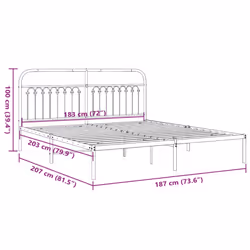 vidaXL Metal Bed Frame with Headboard and Footboard Bed Base White 183x203 cm - black, 183 x 203 cm/ with headboard - Additional view 3