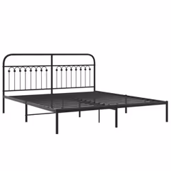 vidaXL Metal Bed Frame with Headboard and Footboard Bed Base White 183x203 cm - black, 183 x 213 cm/ with headboard - Additional view 2