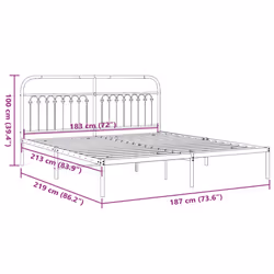 vidaXL Metal Bed Frame with Headboard and Footboard Bed Base White 183x203 cm - black, 183 x 213 cm/ with headboard - Additional view 3