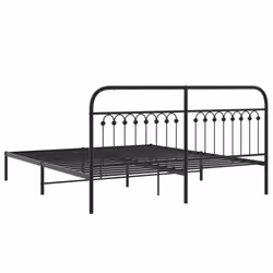 vidaXL Metal Bed Frame with Headboard and Footboard Bed Base White 183x203 cm - black, 183 x 213 cm/ with headboard - Additional view 5