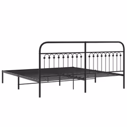 vidaXL Metal Bed Frame with Headboard and Footboard Bed Base White 183x203 cm - black, 193 x 203 cm/ with headboard - Additional view 5