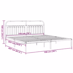 vidaXL Metal Bed Frame with Headboard and Footboard Bed Base White 183x203 cm - black, 193 x 203 cm/ with headboard - Additional view 7