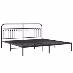 vidaXL Metal Bed Frame with Headboard and Footboard Bed Base White 183x203 cm - black, 200 x 200 cm/ with headboard - Additional view 2