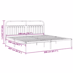 vidaXL Metal Bed Frame with Headboard and Footboard Bed Base White 183x203 cm - black, 200 x 200 cm/ with headboard - Additional view 3