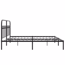 vidaXL Metal Bed Frame with Headboard and Footboard Bed Base White 183x203 cm - black, 200 x 200 cm/ with headboard - Additional view 4