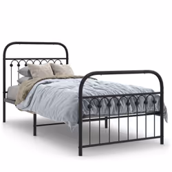 vidaXL Metal Bed Frame with Headboard and Footboard Bed Base White 183x203 cm - black, 90 x 190 cm/ with headboard & footboar ...