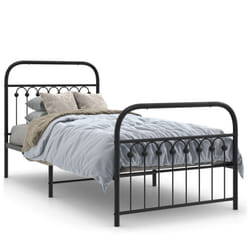 vidaXL Metal Bed Frame with Headboard and Footboard Bed Base White 183x203 cm - black, 90 x 190 cm/ with headboard & footboard